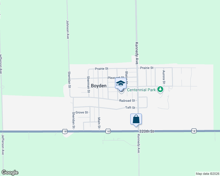 map of restaurants, bars, coffee shops, grocery stores, and more near in Boyden
