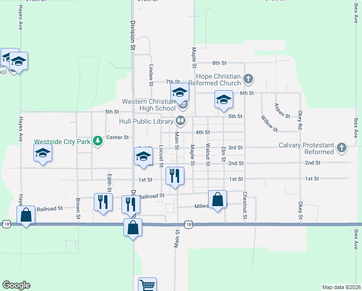 map of restaurants, bars, coffee shops, grocery stores, and more near 1308 Main Street in Hull