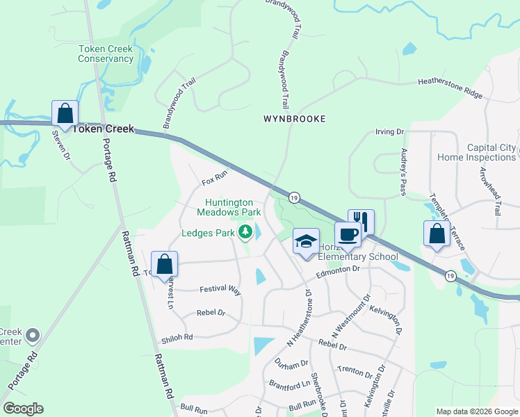 map of restaurants, bars, coffee shops, grocery stores, and more near 3255 Kings Forest Court in Sun Prairie