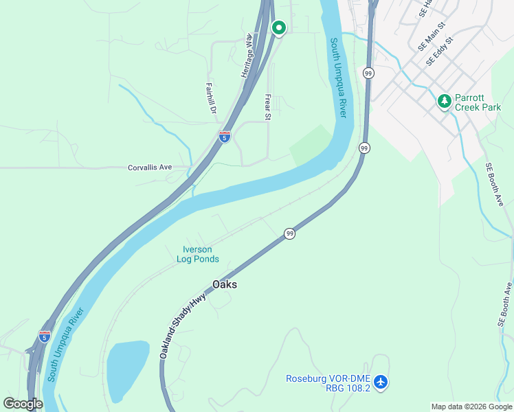 map of restaurants, bars, coffee shops, grocery stores, and more near 190 Tipton Road in Roseburg