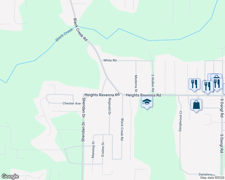 map of restaurants, bars, coffee shops, grocery stores, and more near 2550 Heights Ravenna Road in Muskegon