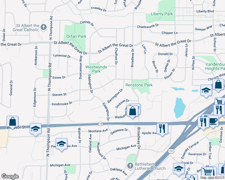 map of restaurants, bars, coffee shops, grocery stores, and more near 1827 Harwood Court in Sun Prairie