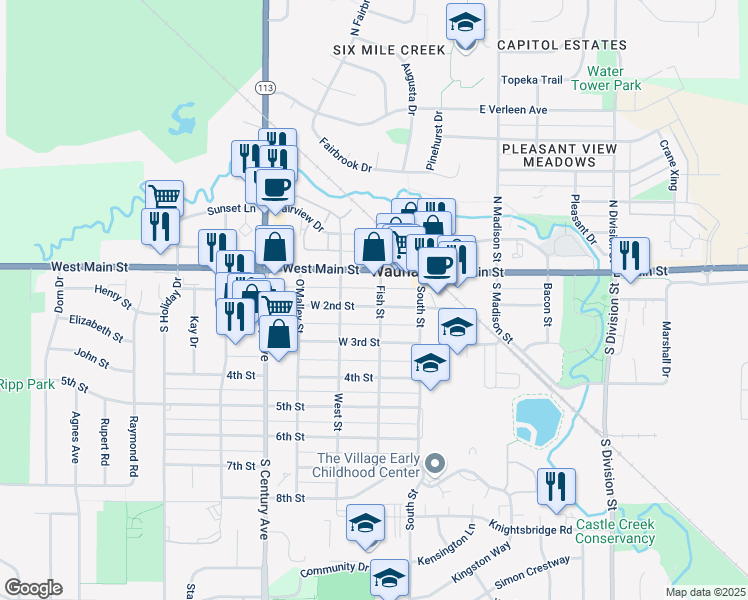 map of restaurants, bars, coffee shops, grocery stores, and more near 201 West 2nd Street in Waunakee