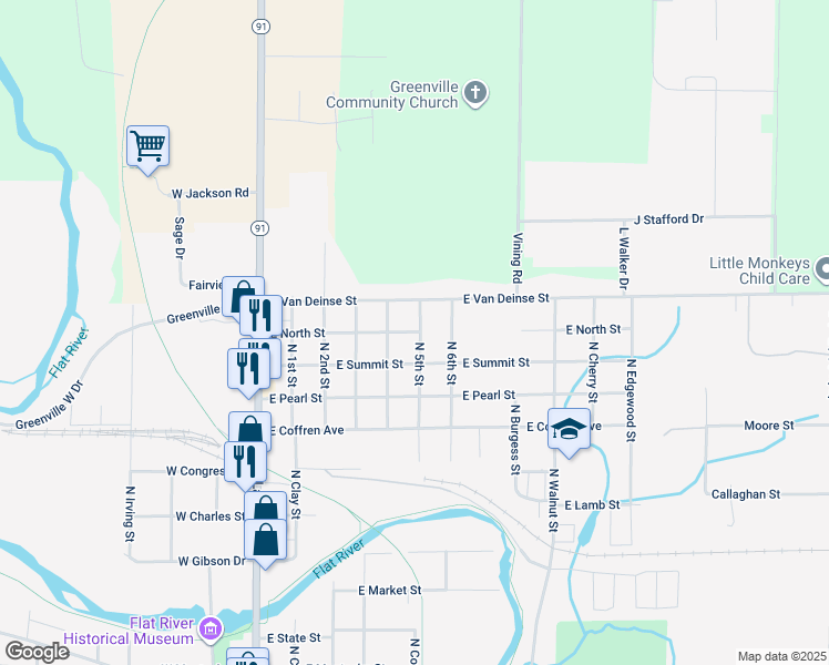 map of restaurants, bars, coffee shops, grocery stores, and more near 1014 North 5th Street in Greenville