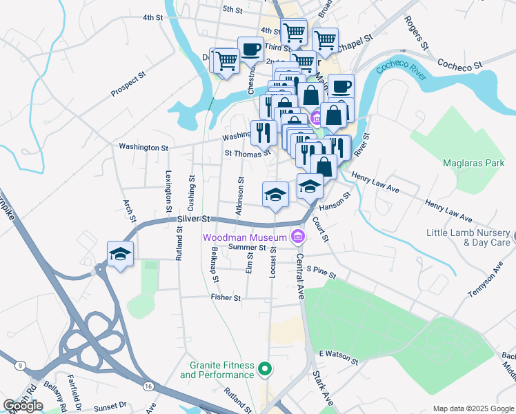 map of restaurants, bars, coffee shops, grocery stores, and more near 10-12 Nelson Street in Dover