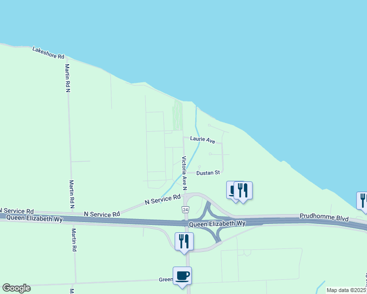 map of restaurants, bars, coffee shops, grocery stores, and more near Victoria Avenue North in Lincoln