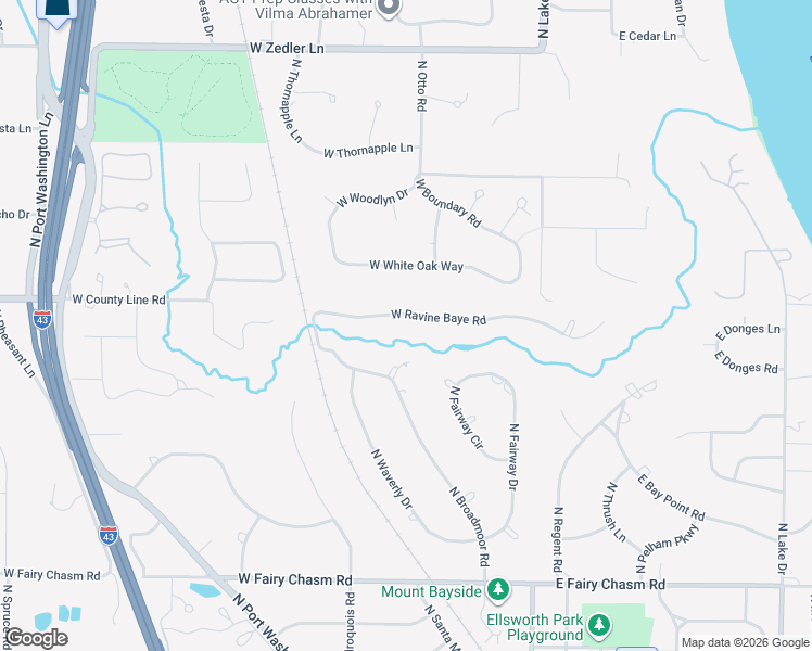 map of restaurants, bars, coffee shops, grocery stores, and more near 313 West Ravine Baye Road in Bayside