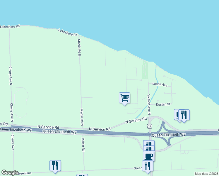 map of restaurants, bars, coffee shops, grocery stores, and more near Vista Avenue in Lincoln