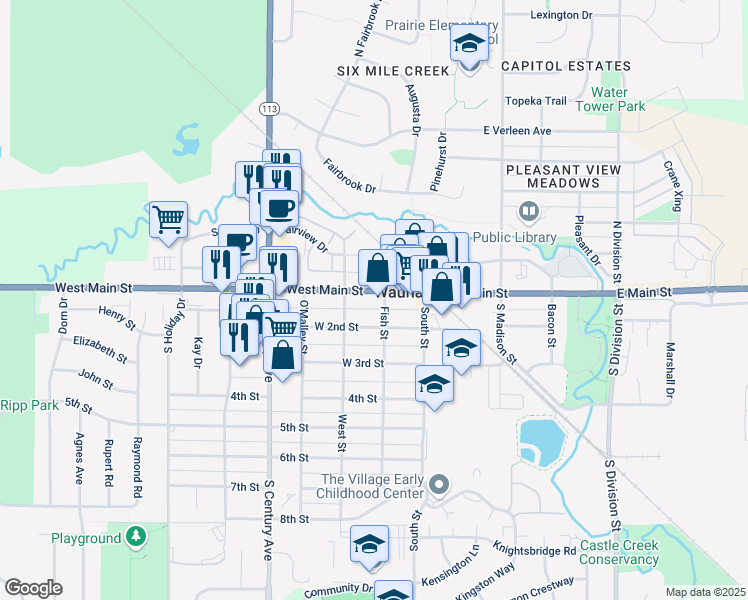 map of restaurants, bars, coffee shops, grocery stores, and more near 201 West 2nd Street in Waunakee