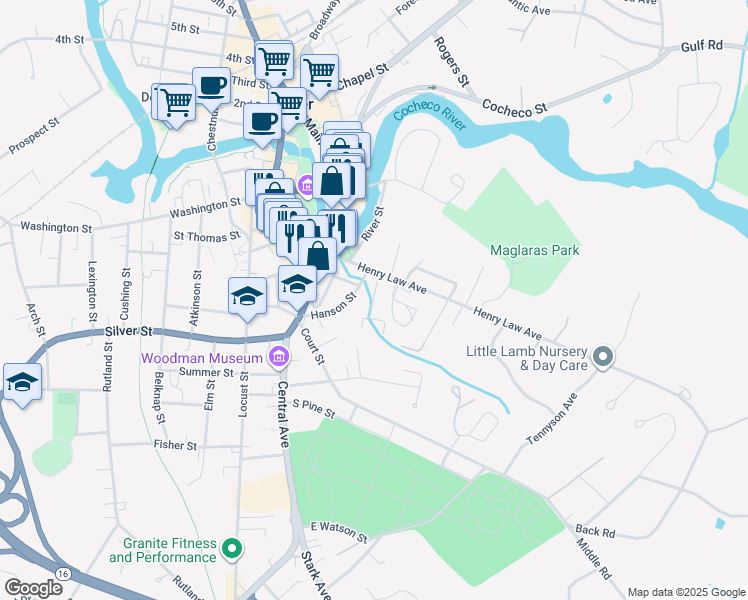 map of restaurants, bars, coffee shops, grocery stores, and more near 1001 Cricket Brook in Dover