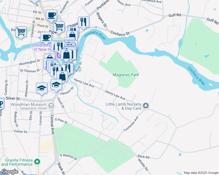 map of restaurants, bars, coffee shops, grocery stores, and more near 7 Nantucket Court in Dover