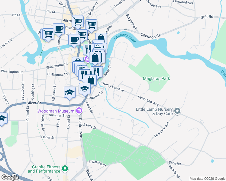 map of restaurants, bars, coffee shops, grocery stores, and more near 97 Henry Law Avenue in Dover