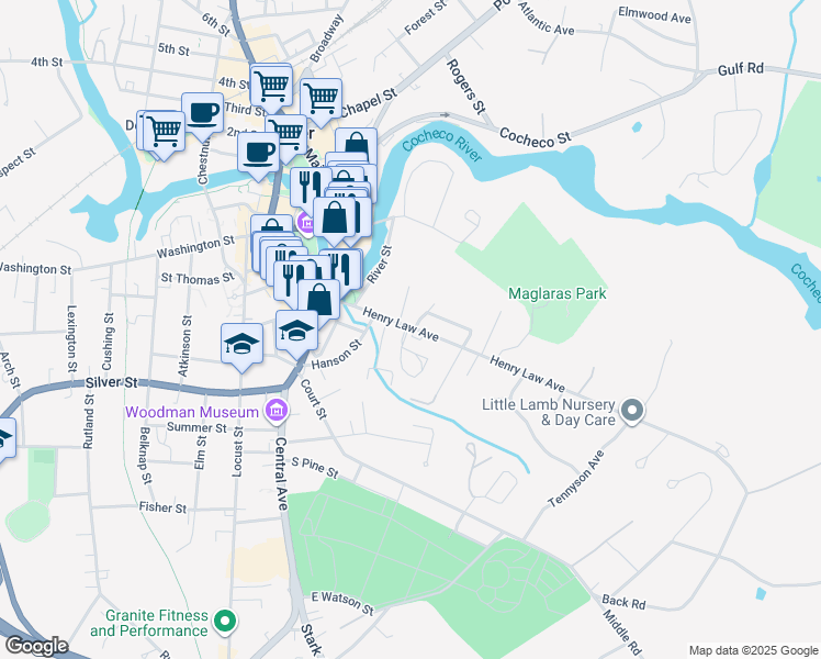 map of restaurants, bars, coffee shops, grocery stores, and more near 97 Henry Law Avenue in Dover