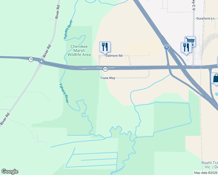 map of restaurants, bars, coffee shops, grocery stores, and more near 4633 Liuna Way in DeForest