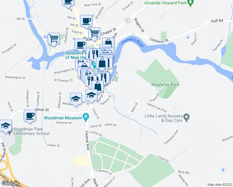 map of restaurants, bars, coffee shops, grocery stores, and more near 146 Cricket Brook in Dover