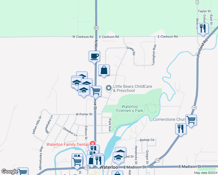 map of restaurants, bars, coffee shops, grocery stores, and more near 819 Lum Avenue in Waterloo