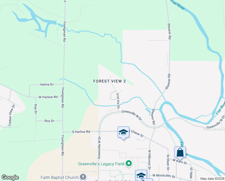 map of restaurants, bars, coffee shops, grocery stores, and more near 1473 Trailview Drive in Greenville