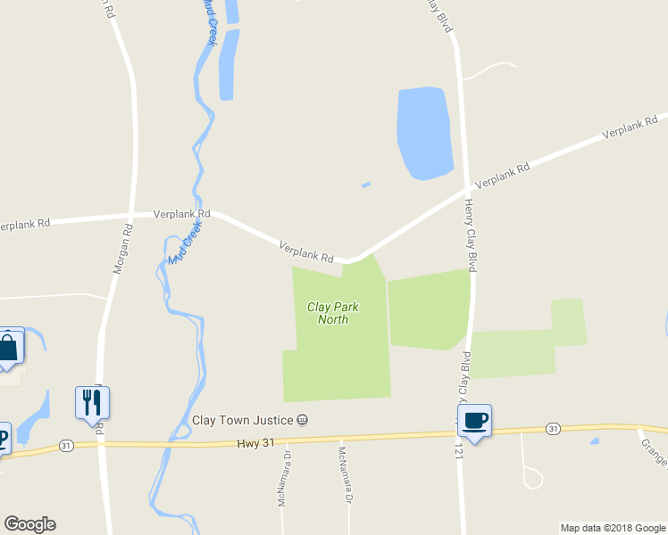 map of restaurants, bars, coffee shops, grocery stores, and more near 4460 Verplank Road in Clay