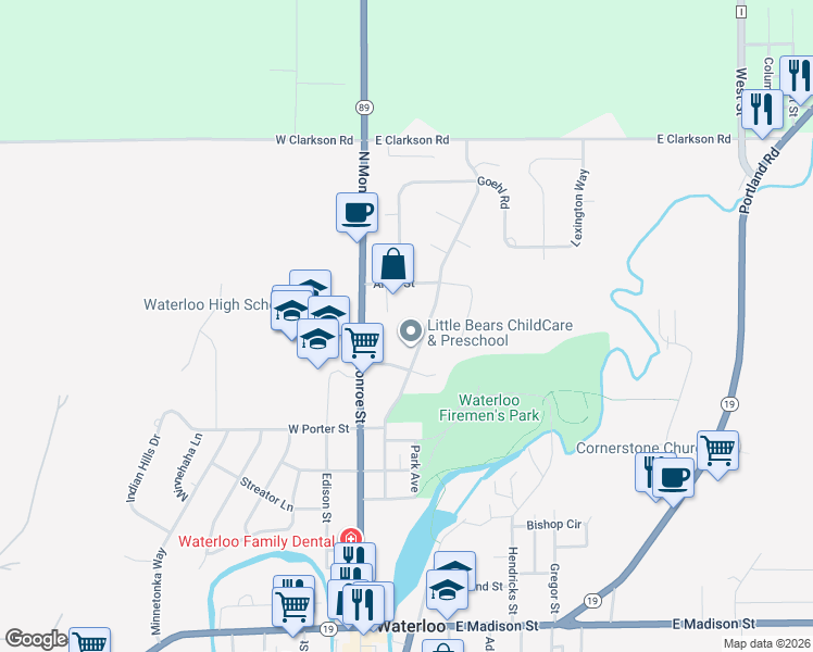 map of restaurants, bars, coffee shops, grocery stores, and more near 819 Lum Avenue in Waterloo
