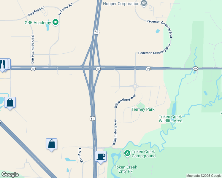 map of restaurants, bars, coffee shops, grocery stores, and more near 4181 Savannah Drive in DeForest