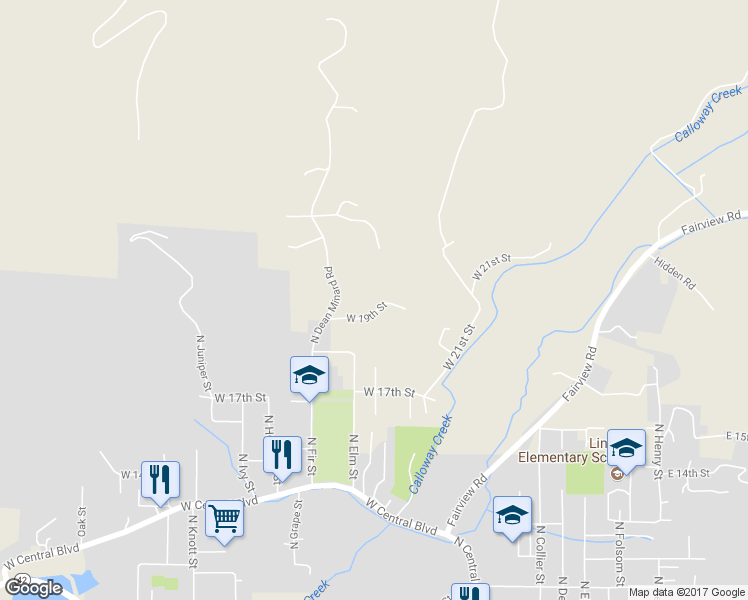 map of restaurants, bars, coffee shops, grocery stores, and more near 442 West 19th Street in Coquille