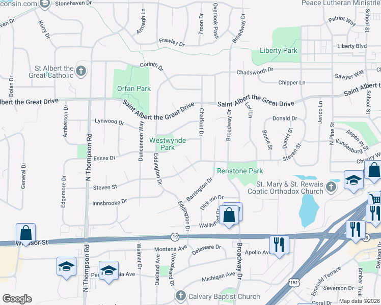 map of restaurants, bars, coffee shops, grocery stores, and more near 1818 Cobblestone Ct in Sun Prairie