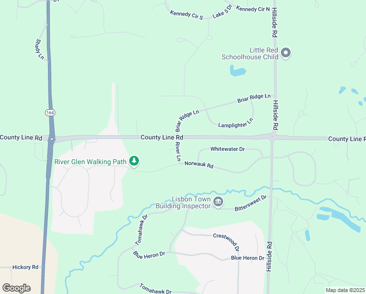 map of restaurants, bars, coffee shops, grocery stores, and more near W254N9566 River Lane in Lisbon