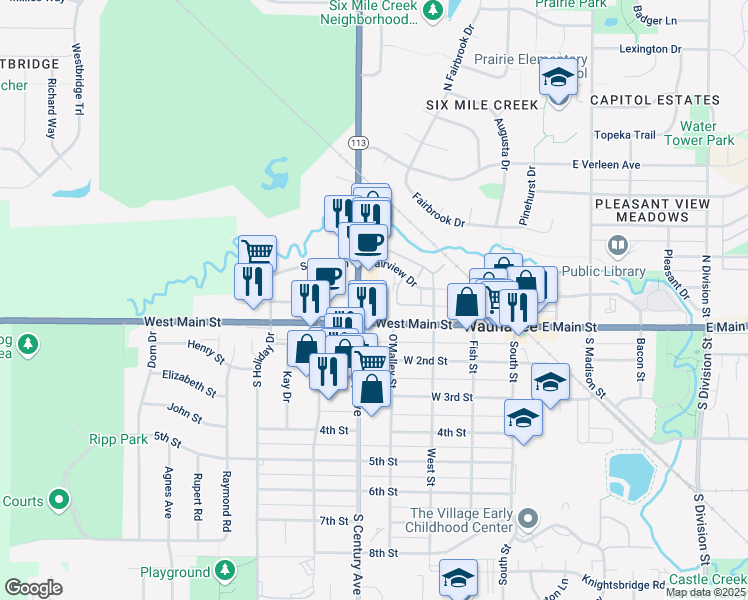 map of restaurants, bars, coffee shops, grocery stores, and more near 401 West Main Street in Waunakee