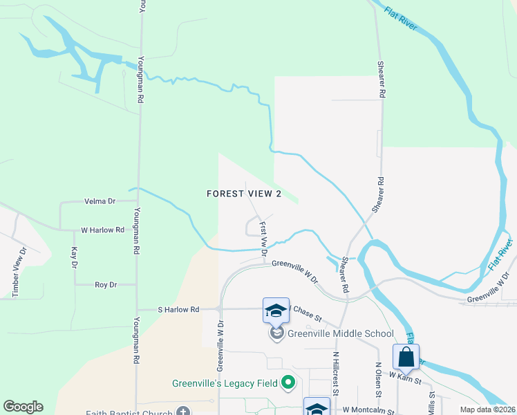 map of restaurants, bars, coffee shops, grocery stores, and more near 1473 Trailview Drive in Greenville