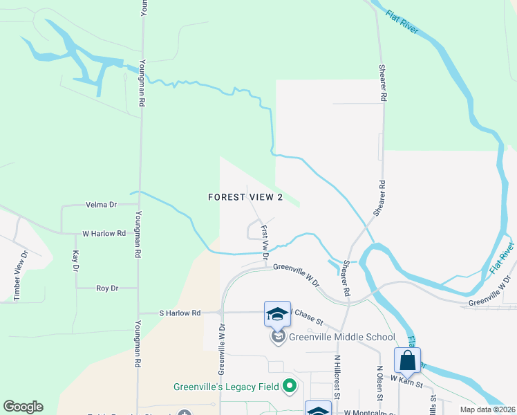 map of restaurants, bars, coffee shops, grocery stores, and more near 1473 Trailview Drive in Greenville
