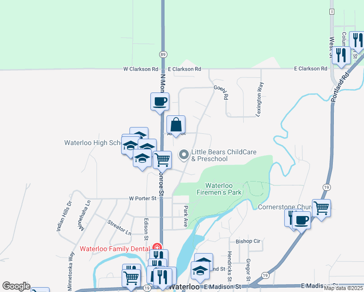 map of restaurants, bars, coffee shops, grocery stores, and more near 819 Lum Avenue in Waterloo