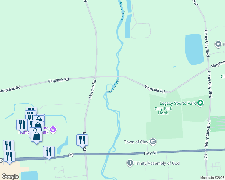 map of restaurants, bars, coffee shops, grocery stores, and more near in Clay