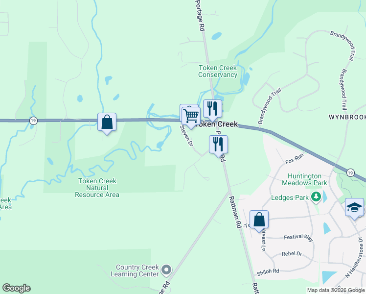 map of restaurants, bars, coffee shops, grocery stores, and more near 6559 Portage Road in Dane County