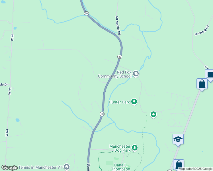map of restaurants, bars, coffee shops, grocery stores, and more near 105b Vermont 30 in Bennington County