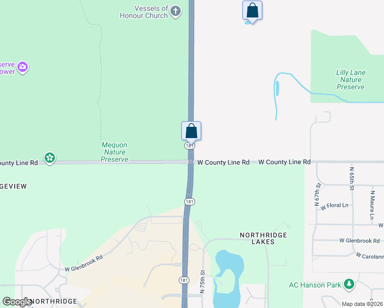 map of restaurants, bars, coffee shops, grocery stores, and more near 8420 Wauwatosa Road in Mequon