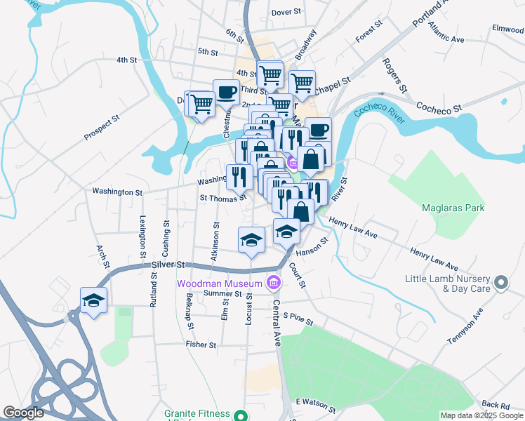 map of restaurants, bars, coffee shops, grocery stores, and more near 5 Hale Street in Dover