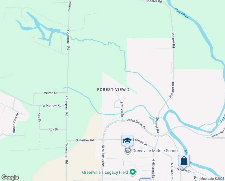 map of restaurants, bars, coffee shops, grocery stores, and more near 1403 Ridgeview Drive in Greenville