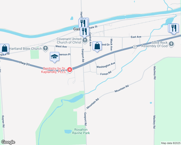 map of restaurants, bars, coffee shops, grocery stores, and more near 4540 Lincoln Drive in Gasport
