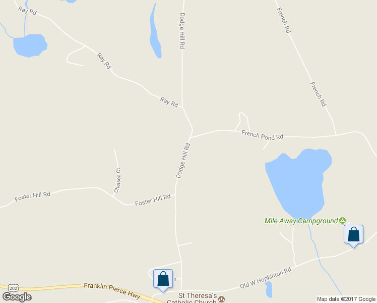 map of restaurants, bars, coffee shops, grocery stores, and more near 322 Dodge Hill Road in Henniker