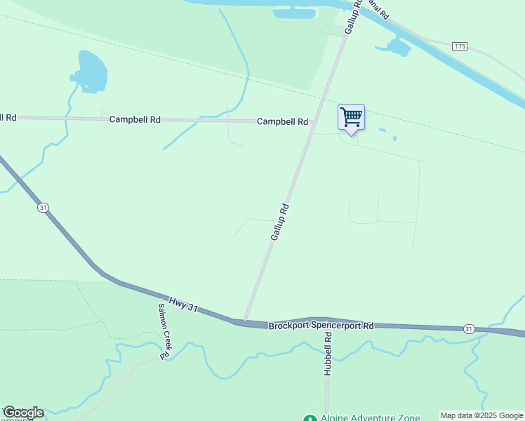 map of restaurants, bars, coffee shops, grocery stores, and more near 877 Gallup Road in Spencerport