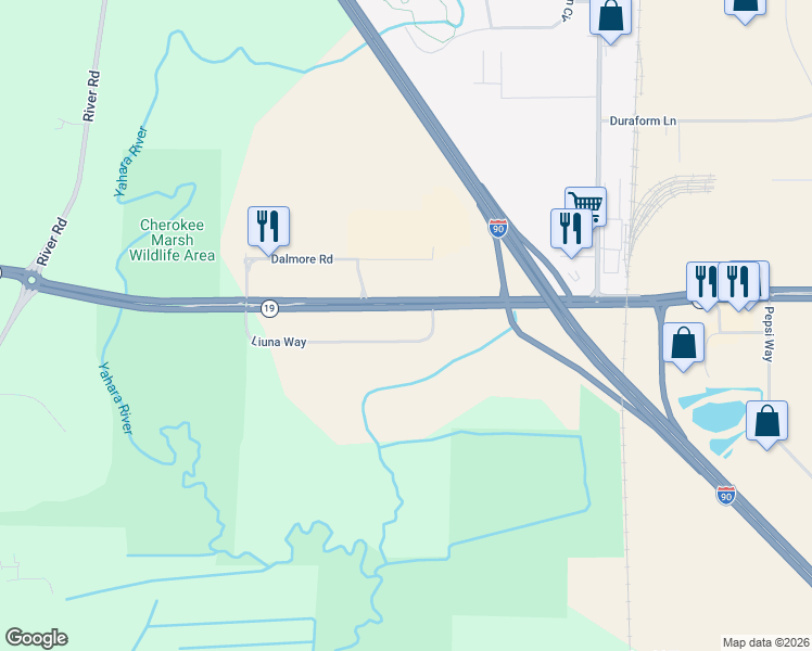 map of restaurants, bars, coffee shops, grocery stores, and more near 4587 Wisconsin 19 in DeForest