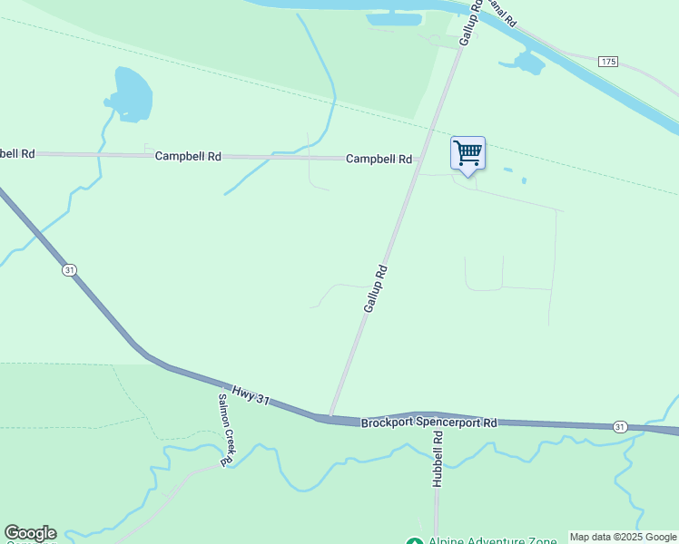 map of restaurants, bars, coffee shops, grocery stores, and more near 877 Gallup Road in Spencerport