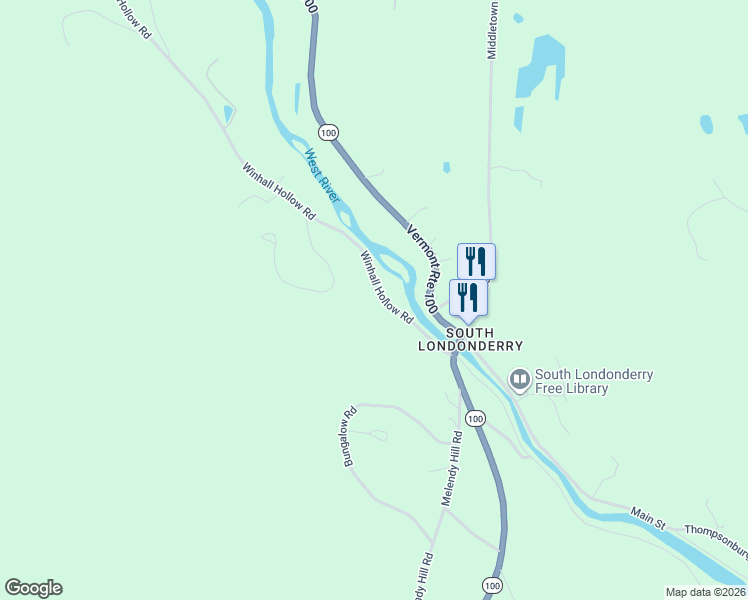 map of restaurants, bars, coffee shops, grocery stores, and more near 3356 Winhall Hollow Road in Londonderry
