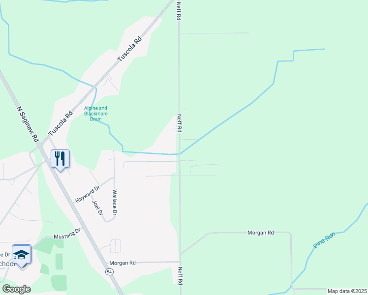 map of restaurants, bars, coffee shops, grocery stores, and more near 13066 Neff Road in Clio