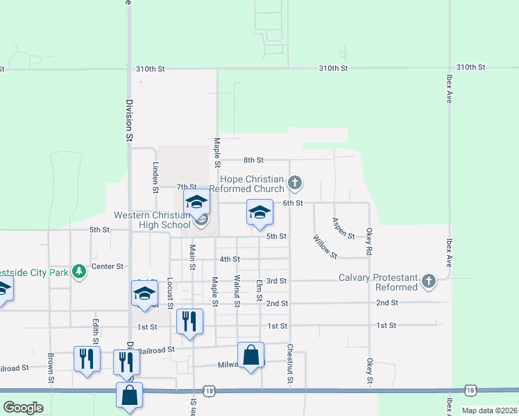 map of restaurants, bars, coffee shops, grocery stores, and more near 1100-1398 6th Street in Hull