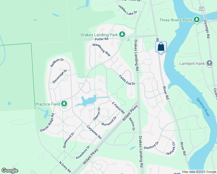 map of restaurants, bars, coffee shops, grocery stores, and more near 8748 East Patrol Road in Baldwinsville