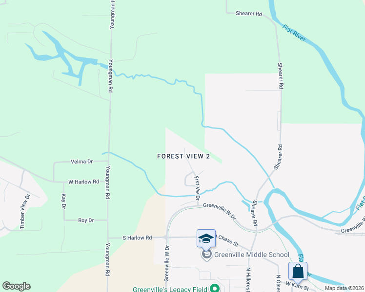 map of restaurants, bars, coffee shops, grocery stores, and more near 1403 Ridgeview Drive in Greenville