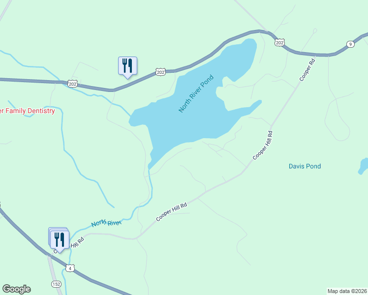 map of restaurants, bars, coffee shops, grocery stores, and more near 18 North River Lake Road East in Nottingham