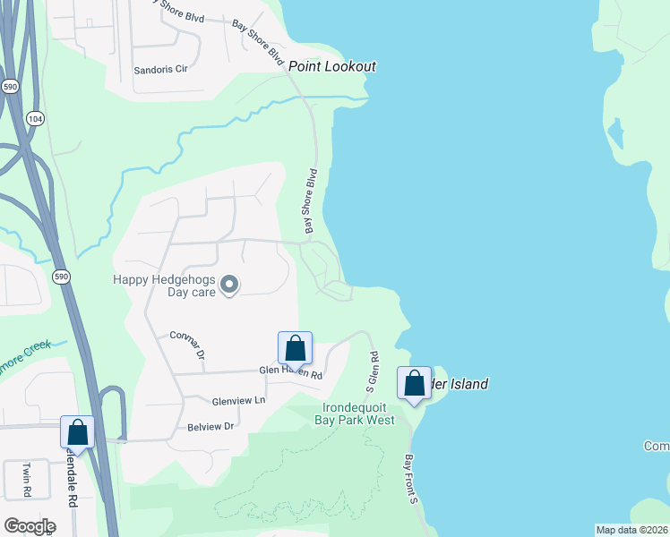 map of restaurants, bars, coffee shops, grocery stores, and more near 185 Bay Village Drive in Rochester