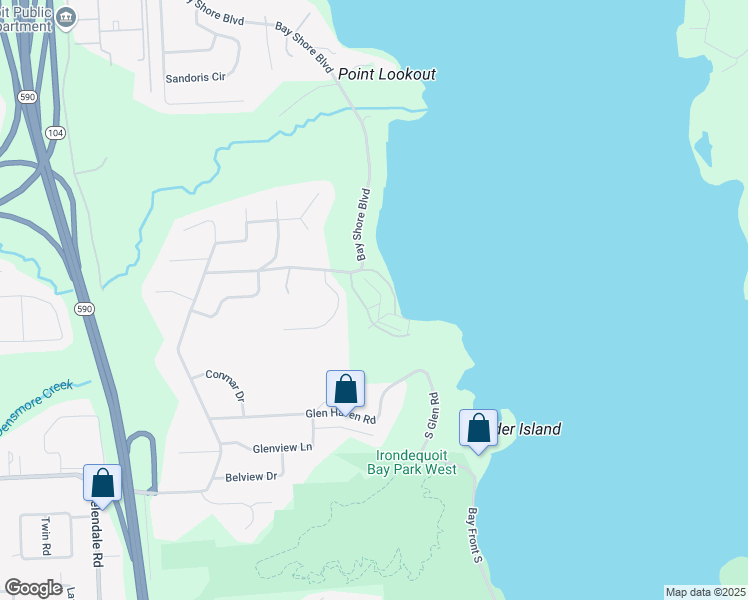 map of restaurants, bars, coffee shops, grocery stores, and more near 185 Bay Village Drive in Rochester